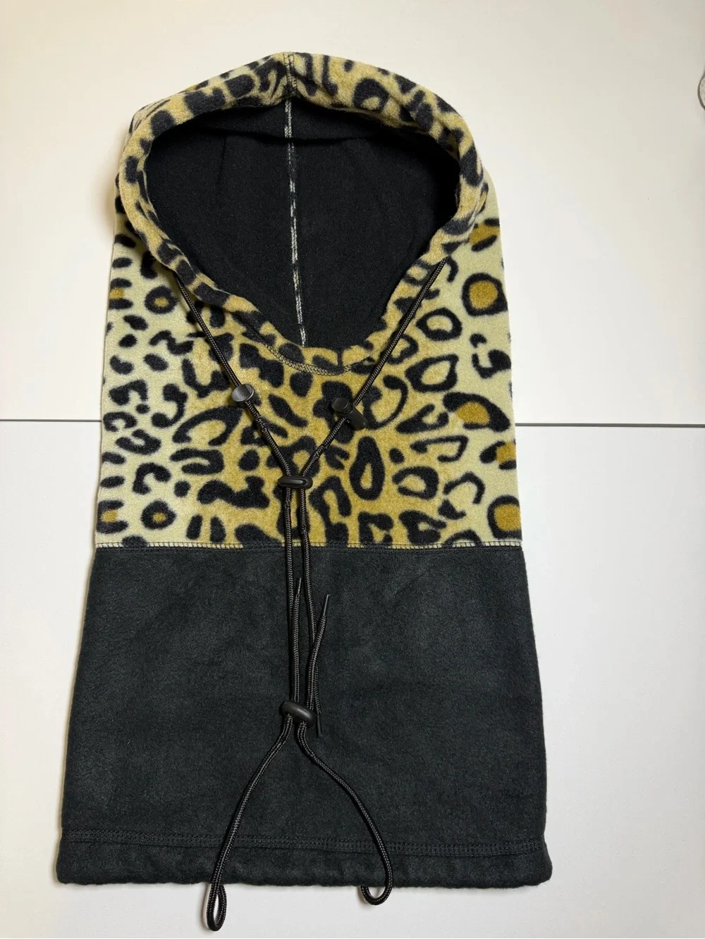 Adult Leopard Print Hooded Fleece w/ Neck Warmer Adjustable One Size